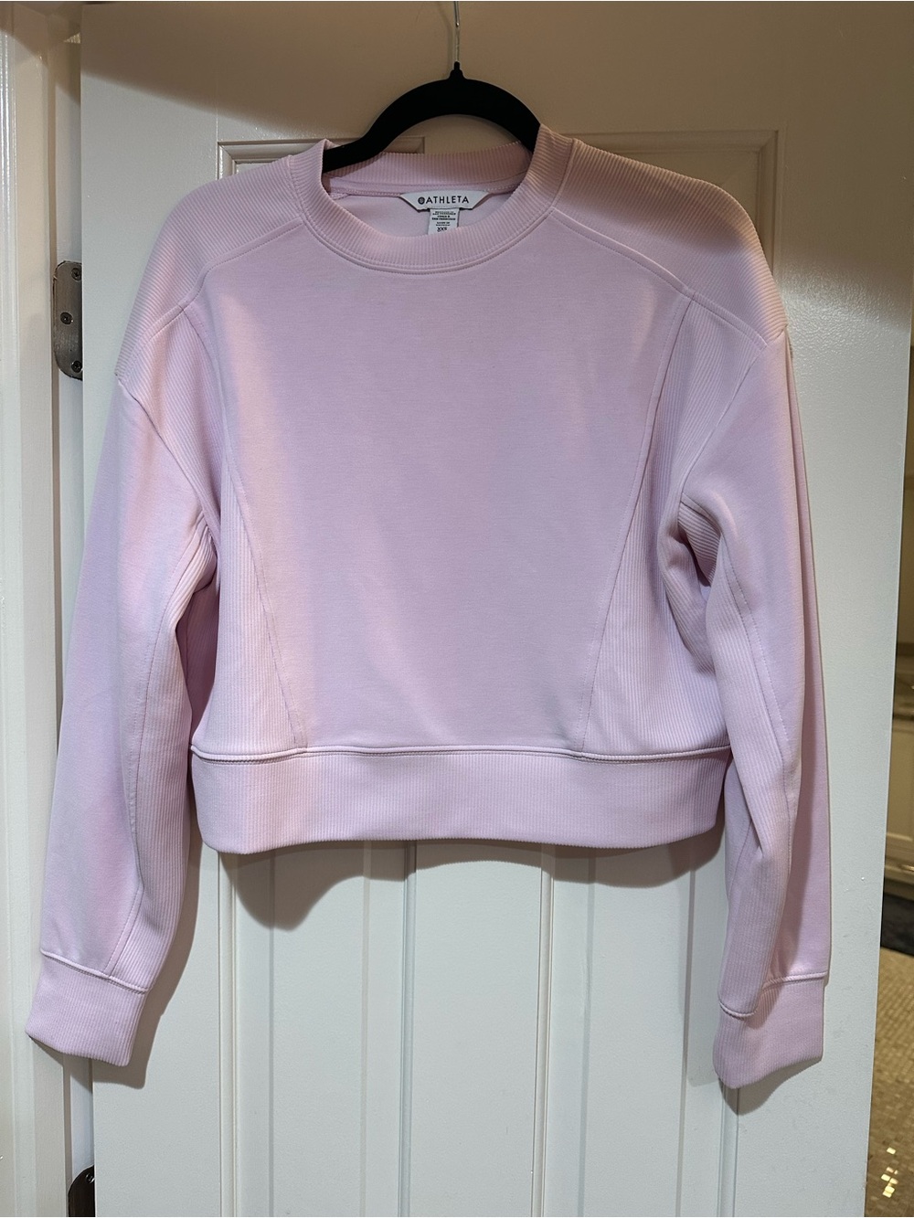 Athleta Pastel Pink Cropped Crewneck Sweatshirt